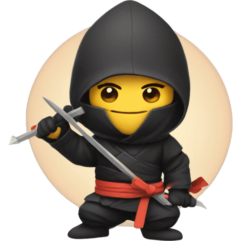 cute ninja holding a triangle and a circle emoji