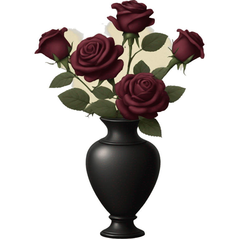 Vintage black and burgundy roses in vase emoji