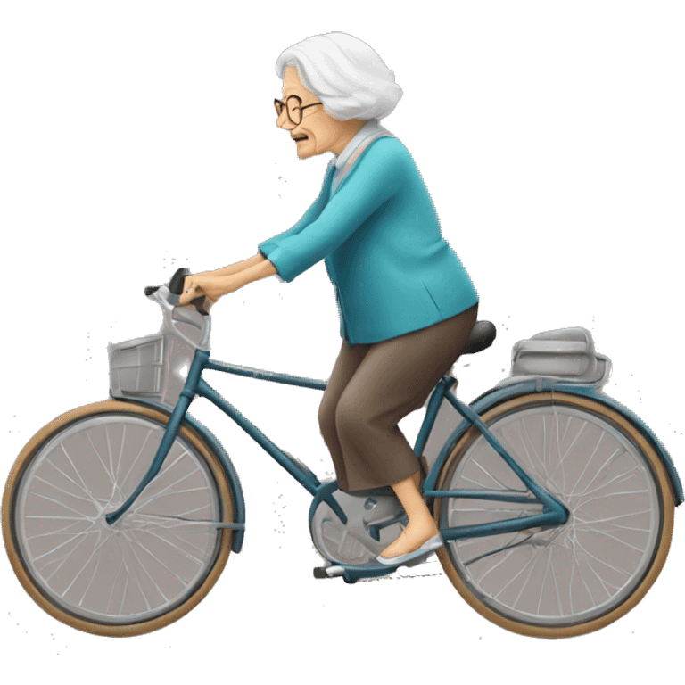 old lady lay down with bicycle emoji