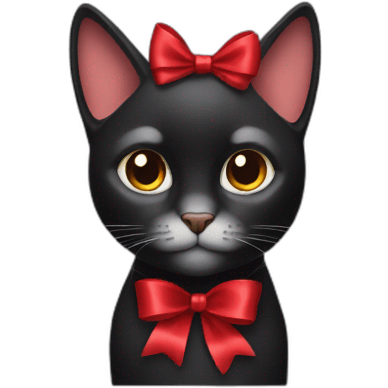 Black cat with red bow emoji