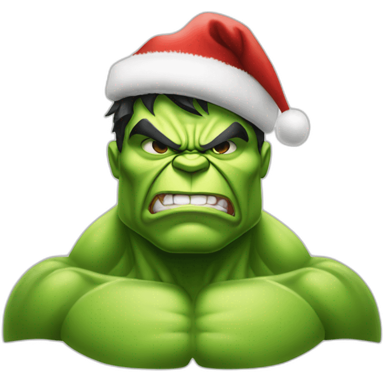 hulk with christmas hat and ugly face emoji