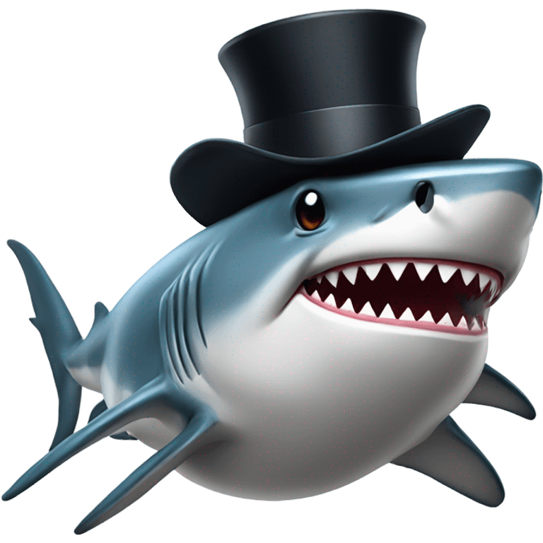 Shark with a top hat emoji