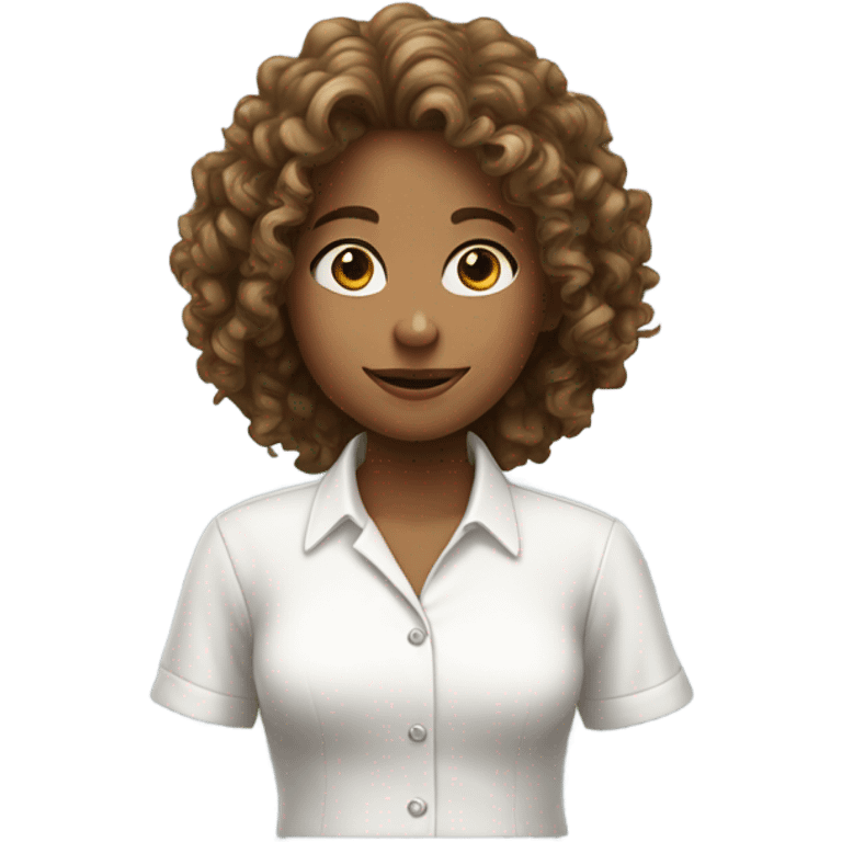 girl with white shirt and curly hair emoji