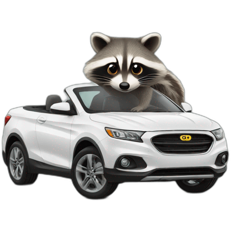 car with a raccoon in it emoji