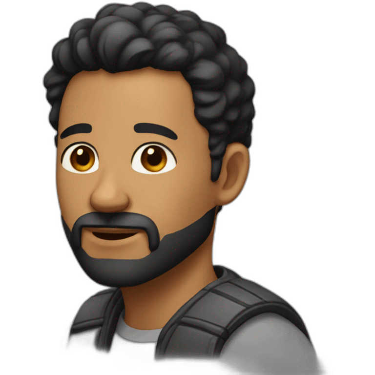 Man 35 year, Black hair, soft beard, big ears, emoji