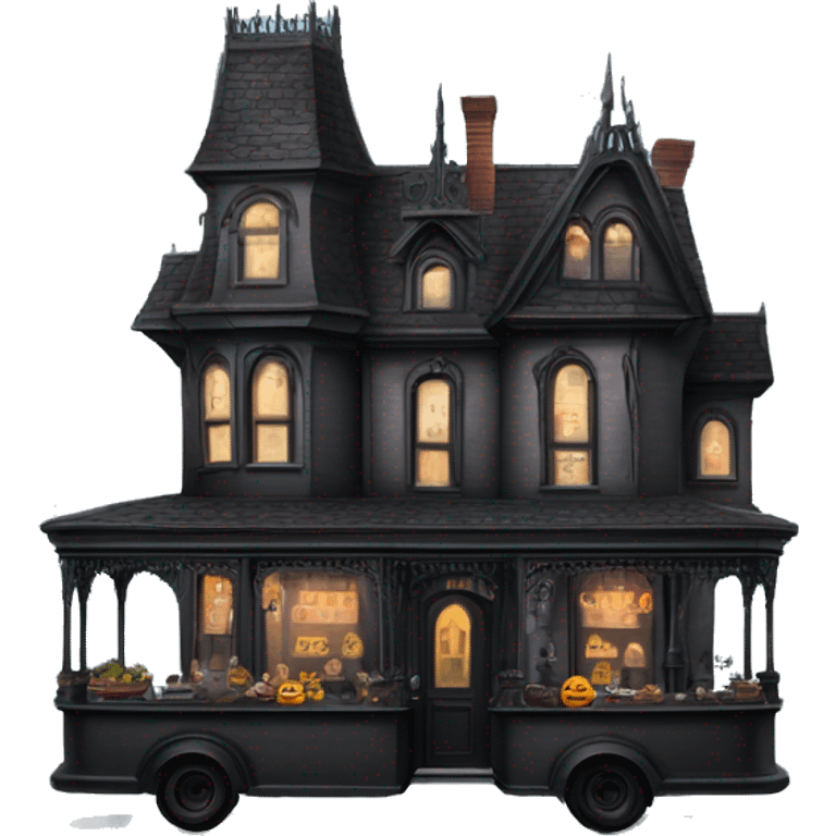 Morticia Addam’s haunted Queen Anne dream house on food truck  emoji