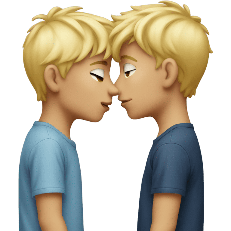 Two blonde boys kissing emoji