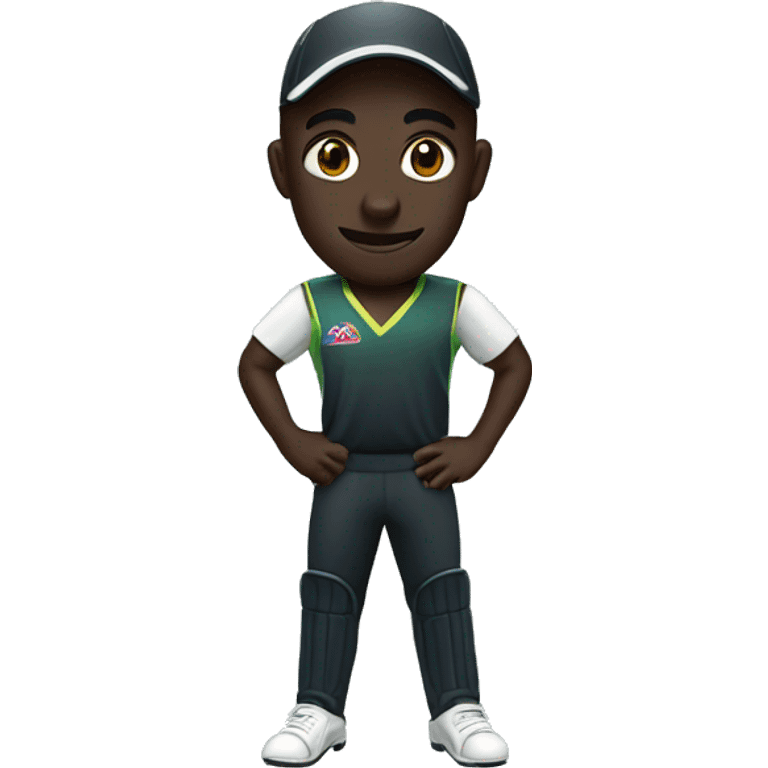 dark skin cricket player emoji