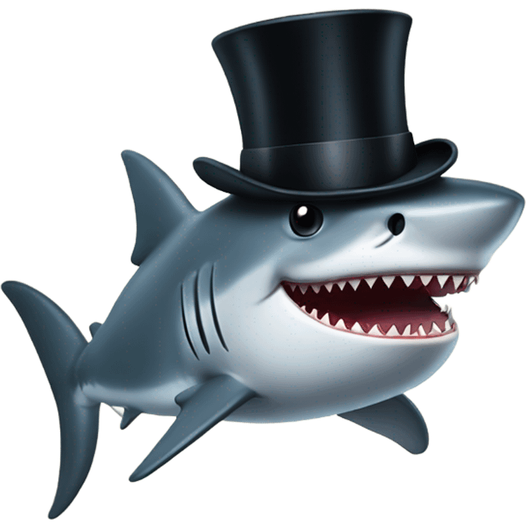 Shark with a top hat emoji