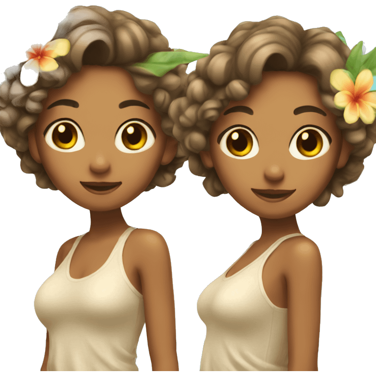 tan beach girl with flower in hair emoji