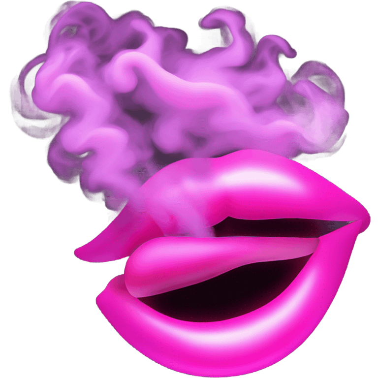 Neon pink lips smoke and release smoke emoji