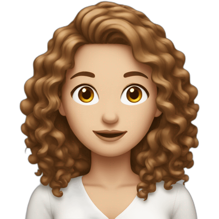 Beautiful white woman with long brown curls emoji