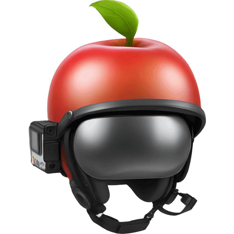 Apple smiley face with helmet that has a gopro emoji