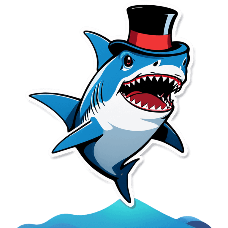 Shark with a top hat emoji