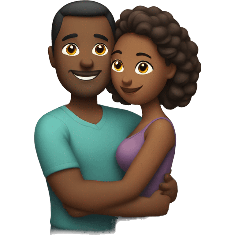 Curvy busty brown skin woman hugs Husband   emoji