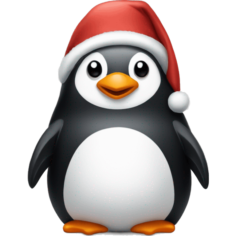 Penguin with Christmas hat emoji