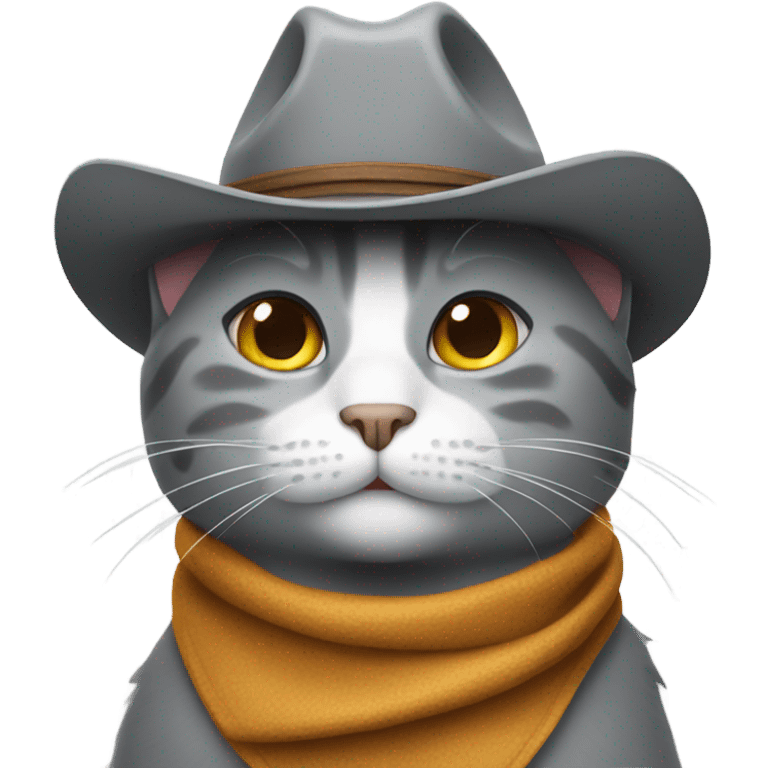 gray cat with a cowboy hat emoji