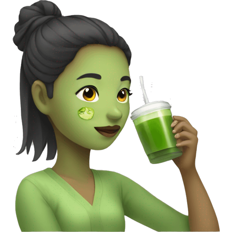  A girl drinking  matcha emoji