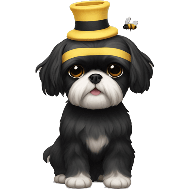 Black Shih tzu wearing bee costume  emoji