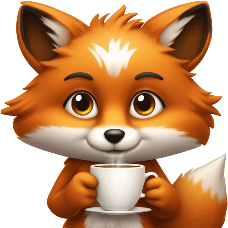 Kawaii fox coffee emoji