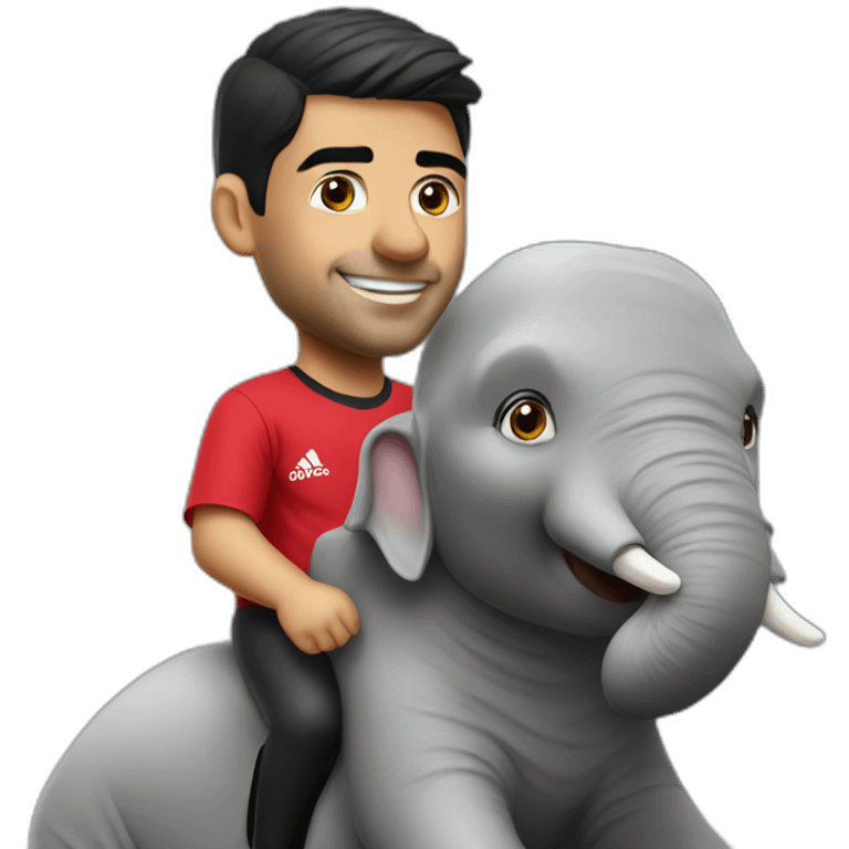 Luis Suarez in Ajax jersey riding an elephant emoji