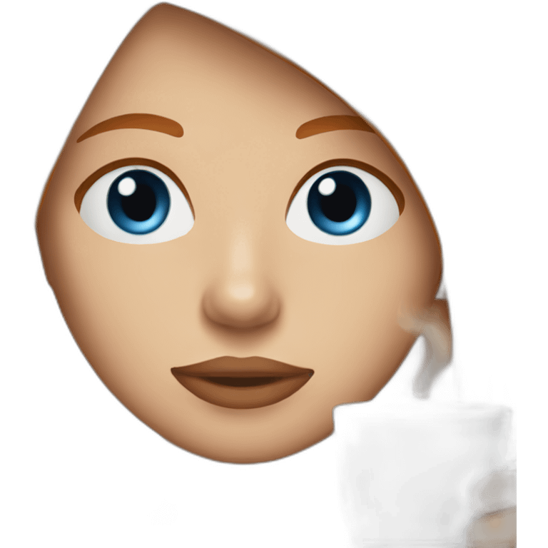 Ginger straight hair and blue eyes woman drinking a coffee emoji