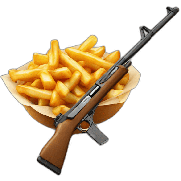 Poutine avec un fusil à pompe emoji