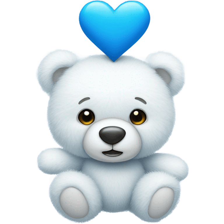 white teddy bear blue heart  emoji