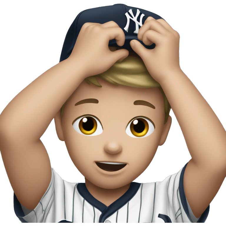 A 7 year old Yankees fan crying on the bed  emoji