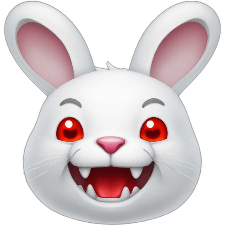 evil white rabbit with sharp fangs with red around mouth emoji