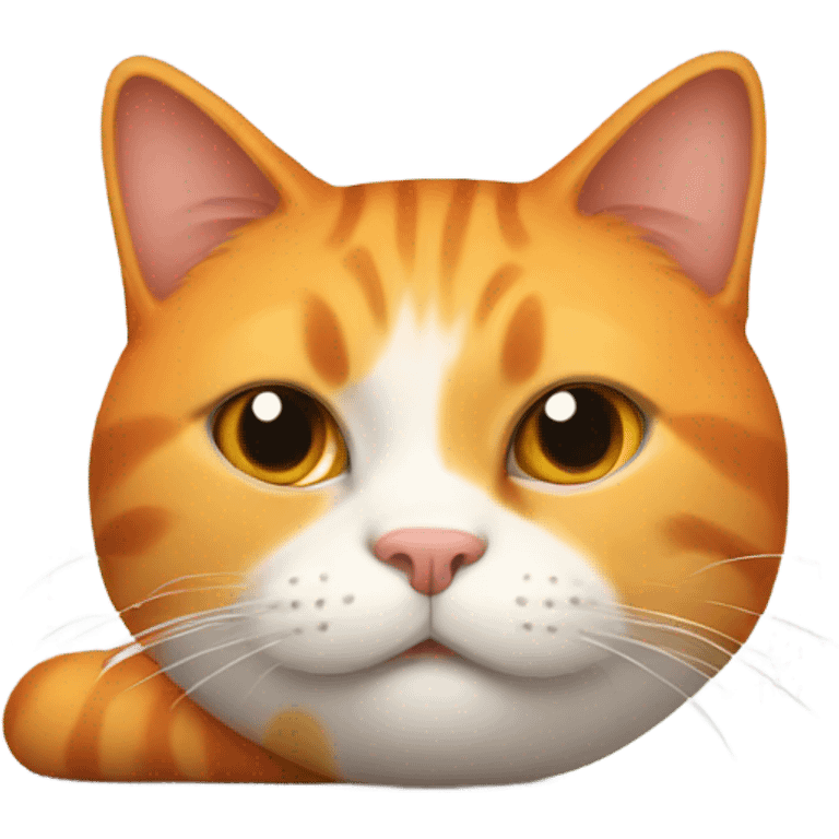 Orange cat with big belly after eating emoji