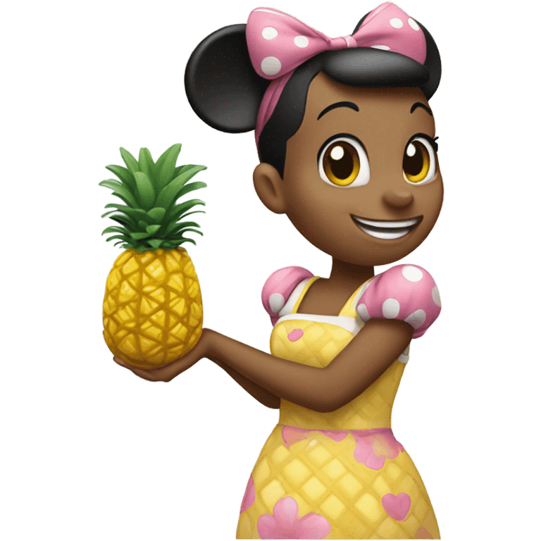 Minnie mouse eating a pineapple emoji