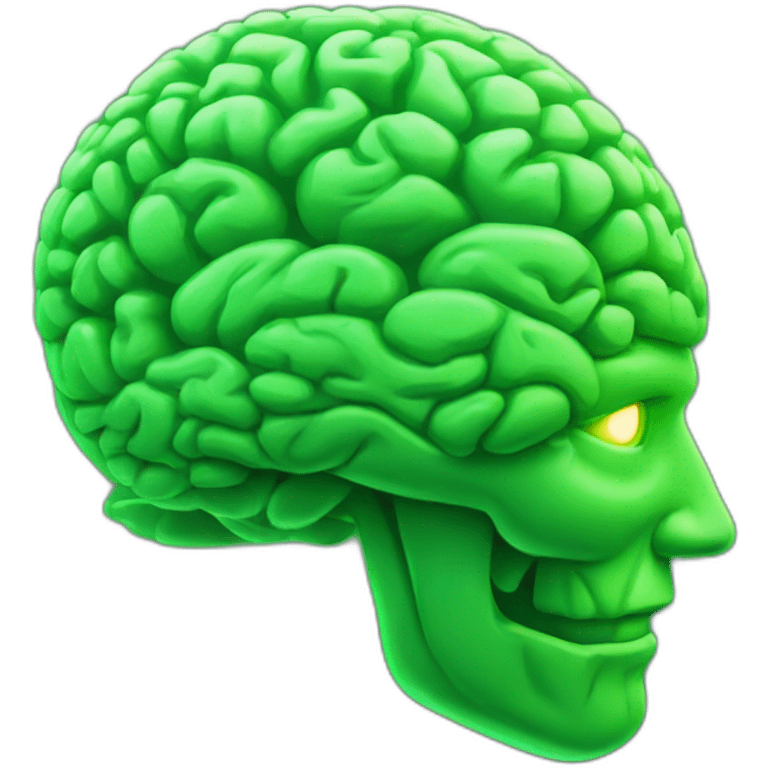 Neon green brain emoji