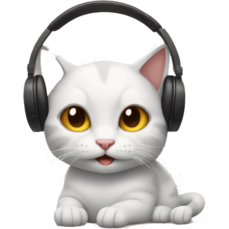 Cat listening to music  emoji