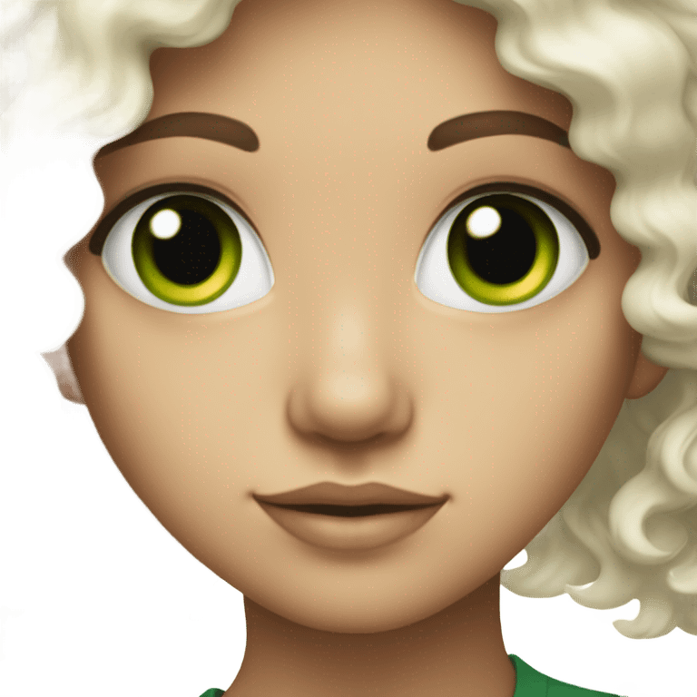 white, curly haired, green eyed girl  emoji