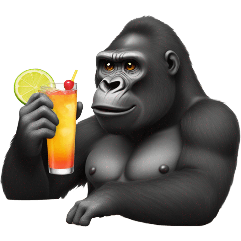 Gorilla drinking cocktail emoji