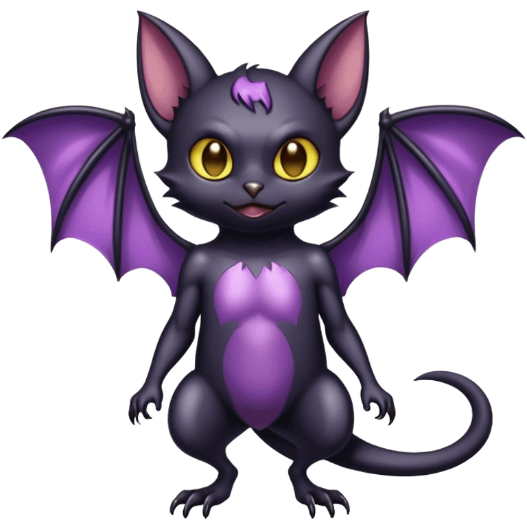 Shiny Dark Noibat-Bat-Cat-fusion-hybrid full body emoji