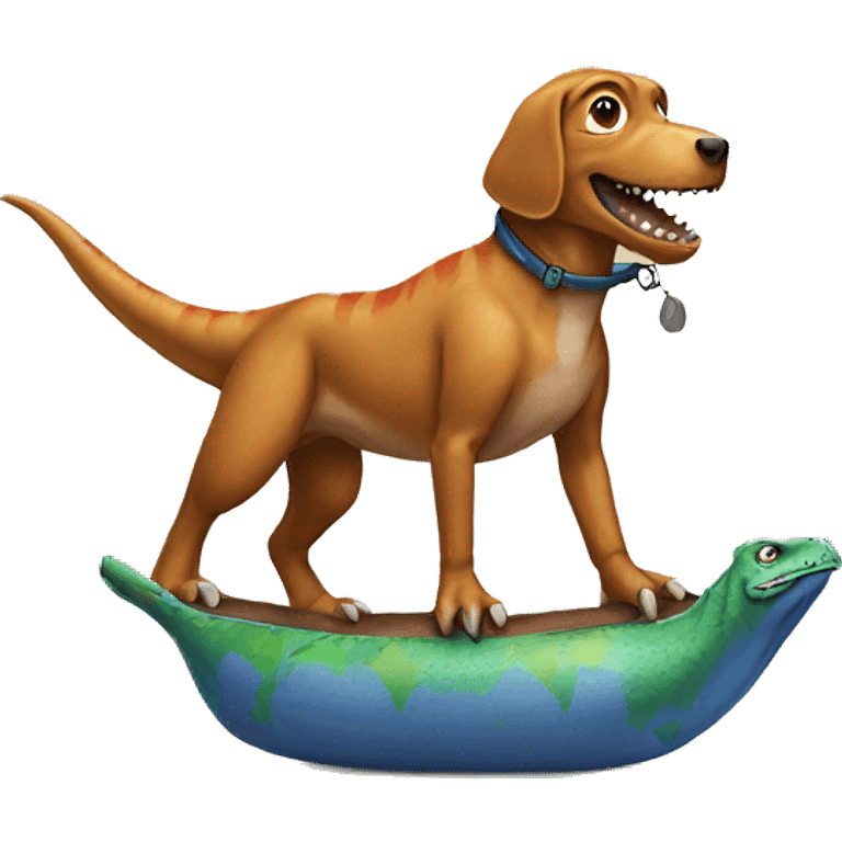 Dinosaur riding dog emoji