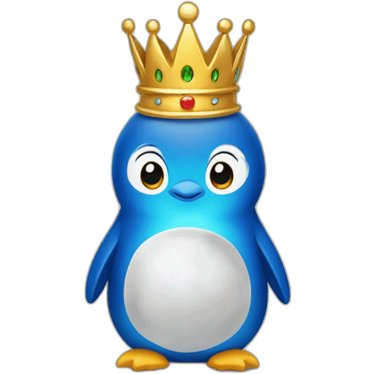 kawaï blue pudgy penguin wearing a golden crown emoji