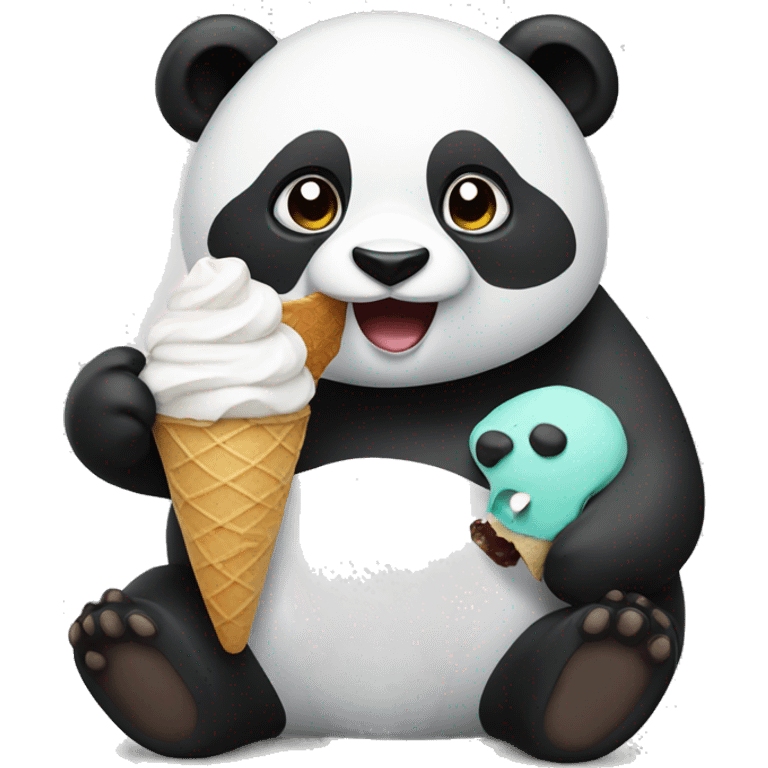 Panda eating ice cream emoji