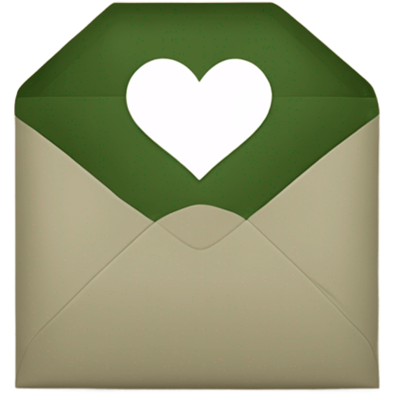 white envelope with a dark khaki green heart emoji