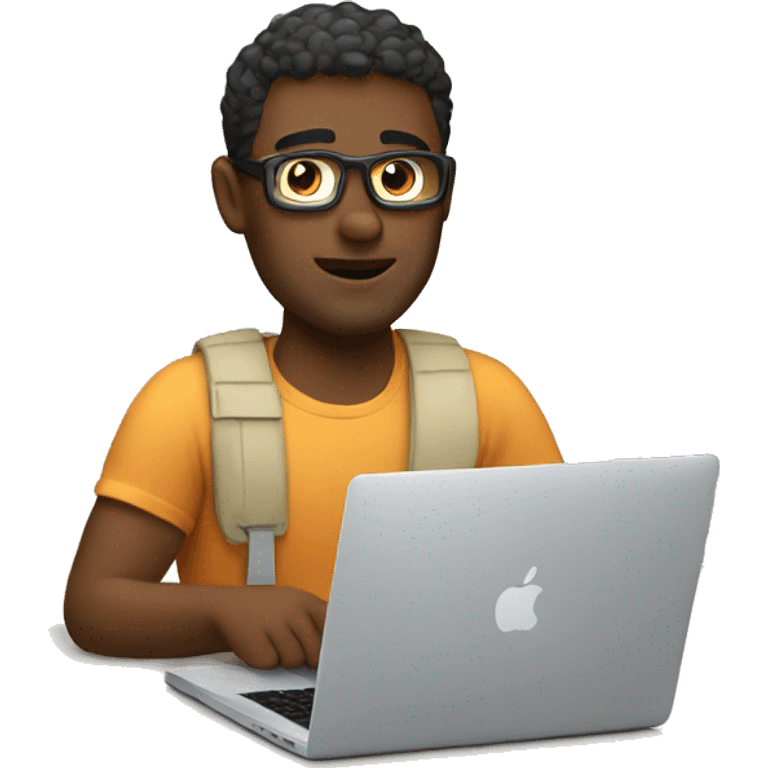 developer working on a macbook on vacation emoji