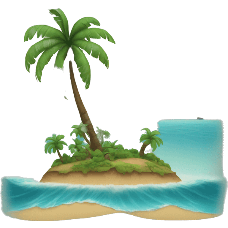 Hawaiian island with palm tree and ocean emoji