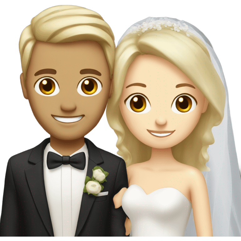 bride with blonde hair and groom with brown hair emoji