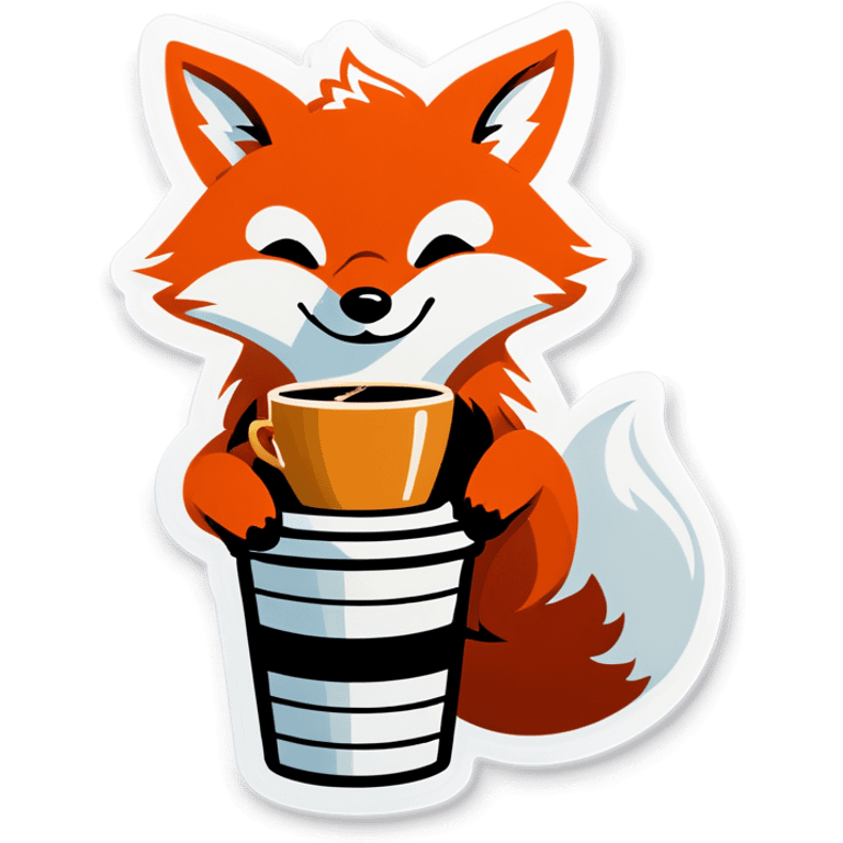 Tiny fox drop coffee emoji