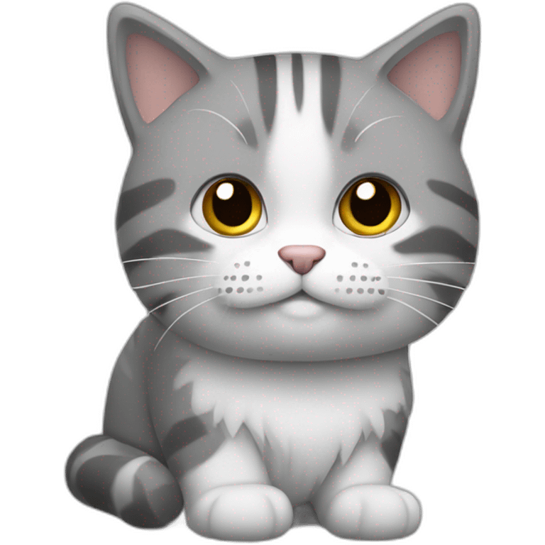 Chat poil avec ligne gris et blanc emoji