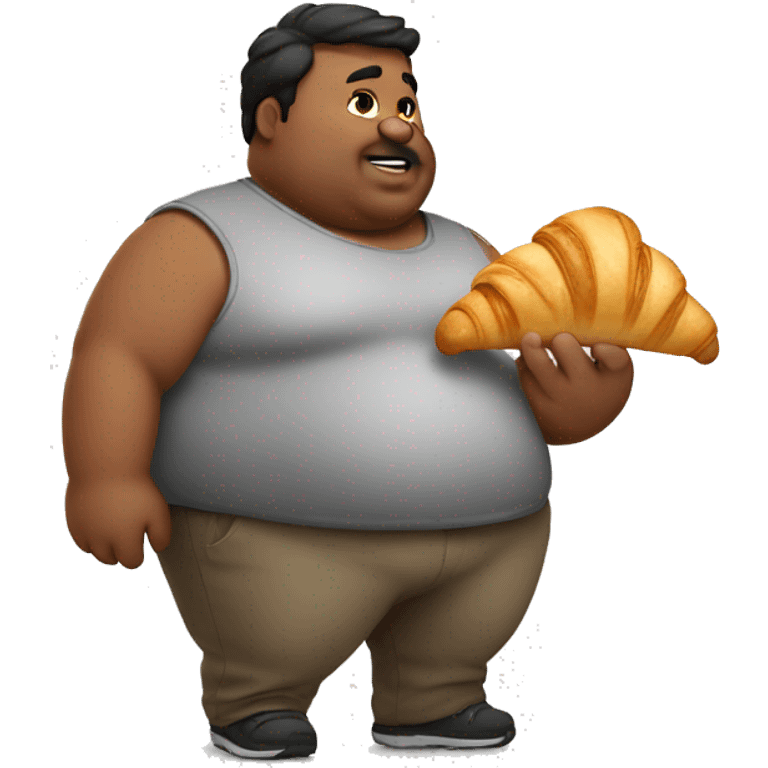 fat man with croissant in hand emoji