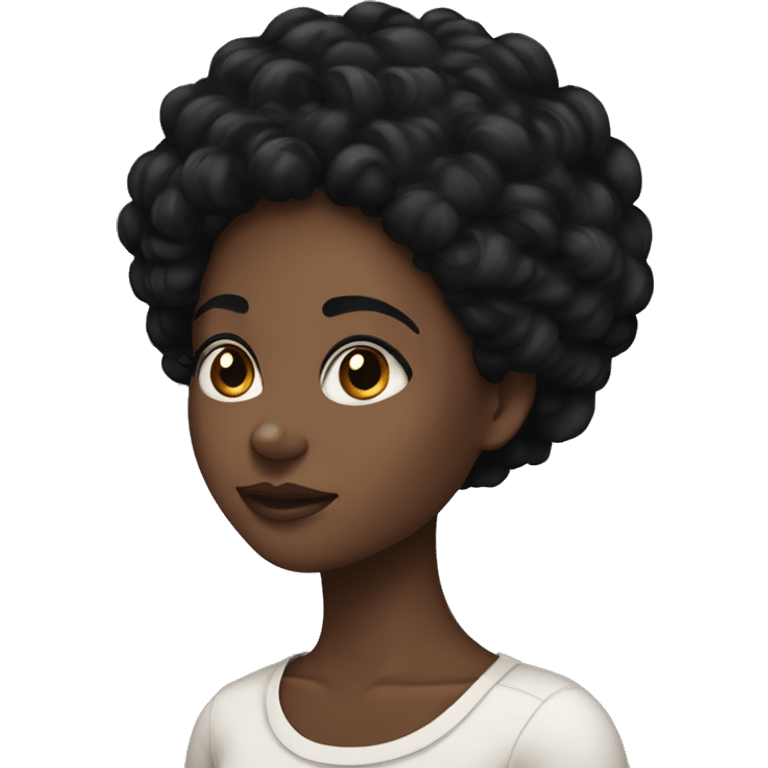 Black girl with short black 4c coiled hair with black eyes emoji