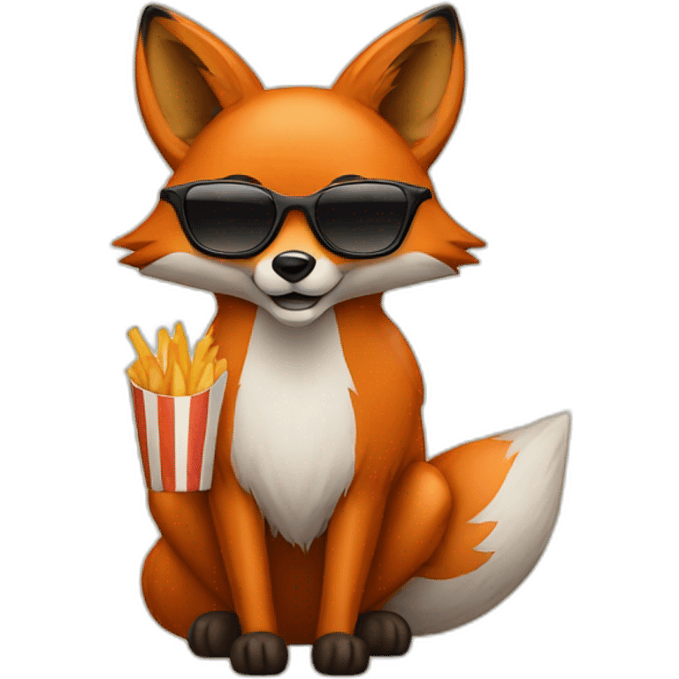 fox with sunglasses eating fries emoji