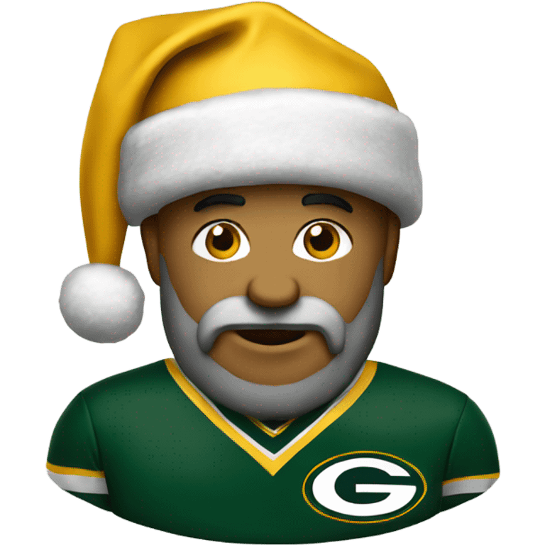 Santa wearing Green Bay packer hat emoji